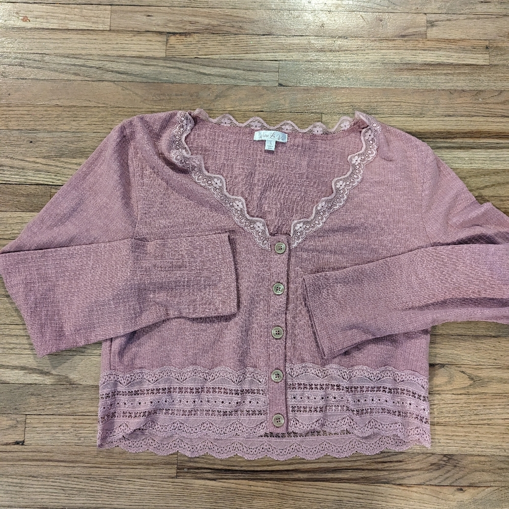 Mauve/ pink  lace crop top